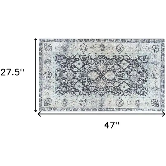 Gray Oriental Washable Area Rug With UV Protection Photo 4