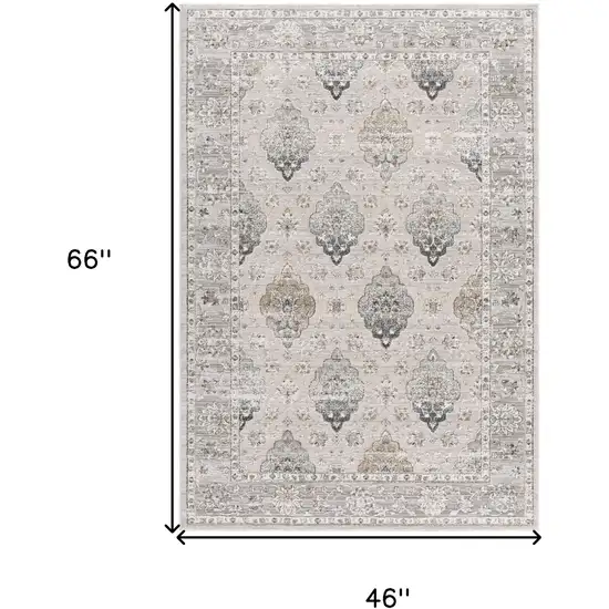 Gray Oriental Washable Non Skid Area Rug Photo 5