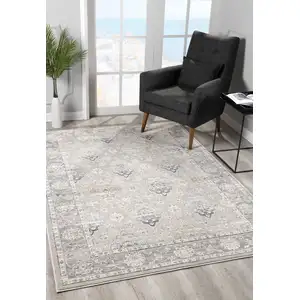 Photo of Gray Oriental Washable Non Skid Area Rug