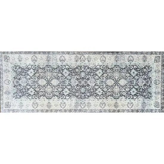 Gray Oriental Washable Runner Rug With UV Protection Photo 1