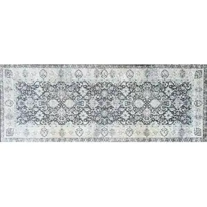 Photo of Gray Oriental Washable Runner Rug With UV Protection