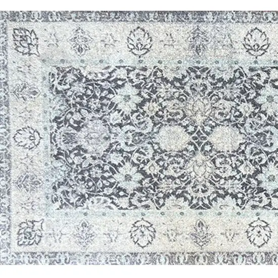 Gray Oriental Washable Runner Rug With UV Protection Photo 4