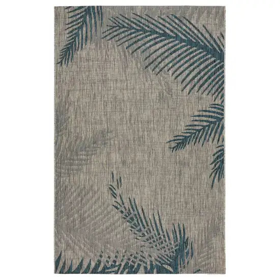Gray Palm Leaves Indoor Outdoor Area Rug Photo 1