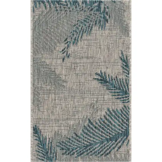 Gray Palm Leaves Indoor Outdoor Scatter Rug Photo 1