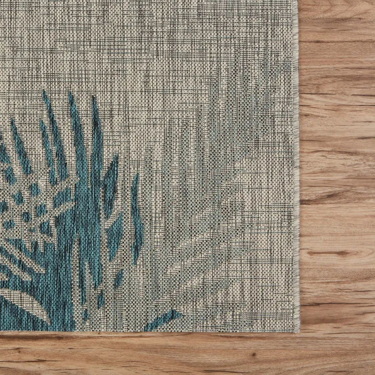 Gray Palm Leaves Indoor Outdoor Scatter Rug Photo 4