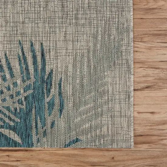 Gray Palm Leaves Indoor Outdoor Scatter Rug Photo 4