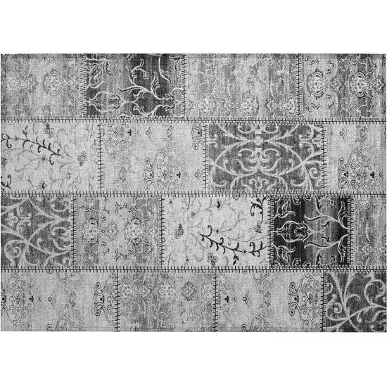 Gray Patchwork Washable Non Skid Indoor Outdoor Area Rug Photo 2