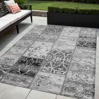 Photo of Gray Patchwork Washable Non Skid Indoor Outdoor Area Rug