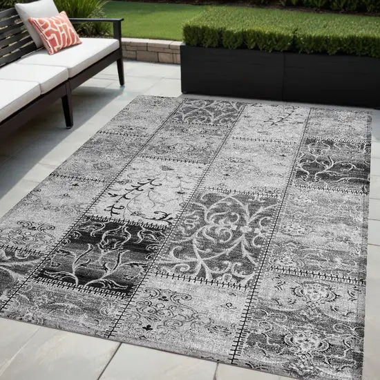 Gray Patchwork Washable Non Skid Indoor Outdoor Area Rug Photo 1