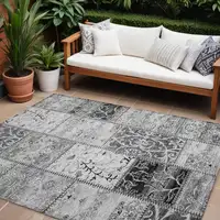 Photo of Gray Patchwork Washable Non Skid Indoor Outdoor Area Rug