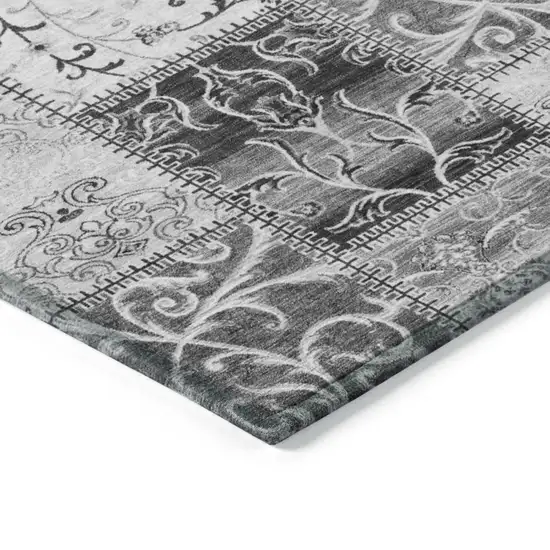 Gray Patchwork Washable Non Skid Indoor Outdoor Area Rug Photo 7