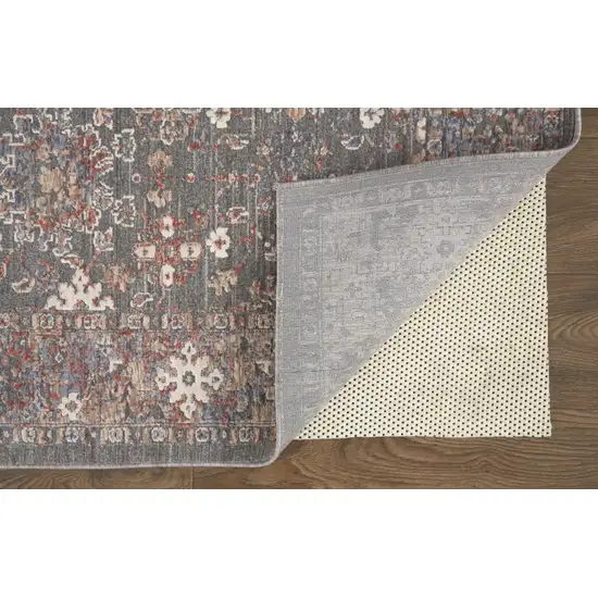 Gray Pink And Red Floral Power Loom Area Rug Photo 4