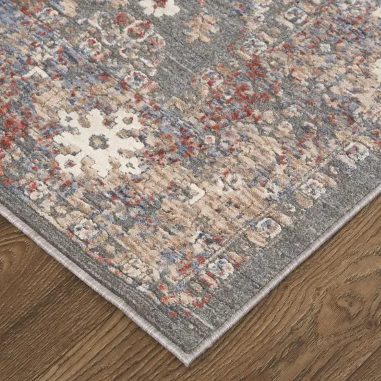 Gray Pink And Red Floral Power Loom Area Rug Photo 3