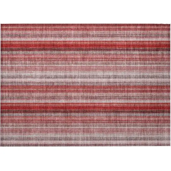 Gray Pink and Red Striped Washable Non Skid Indoor Outdoor Area Rug Photo 5