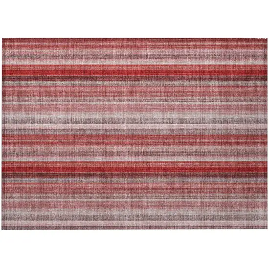 Gray Pink and Red Striped Washable Non Skid Indoor Outdoor Area Rug Photo 5