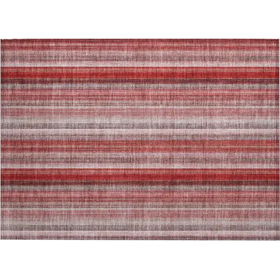 Gray Pink and Red Striped Washable Non Skid Indoor Outdoor Area Rug Photo 2