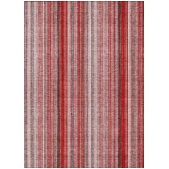 Gray Pink and Red Striped Washable Non Skid Indoor Outdoor Area Rug Photo 2