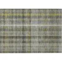 Photo of Gray Plaid Washable Non Skid Indoor Outdoor Area Rug