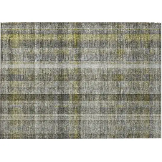 Gray Plaid Washable Non Skid Indoor Outdoor Area Rug Photo 4