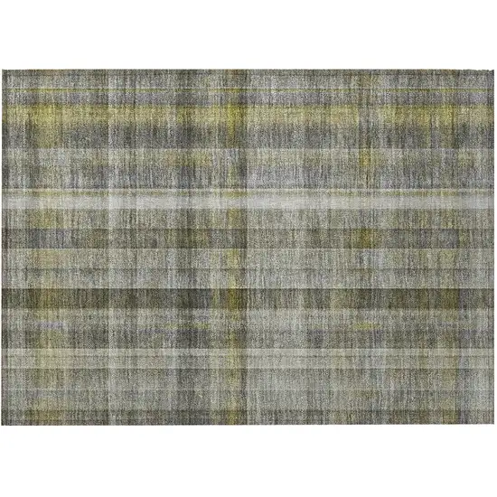 Gray Plaid Washable Non Skid Indoor Outdoor Area Rug Photo 4