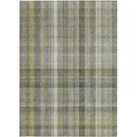 Photo of Gray Plaid Washable Non Skid Indoor Outdoor Area Rug