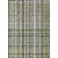 Photo of Gray Plaid Washable Non Skid Indoor Outdoor Area Rug