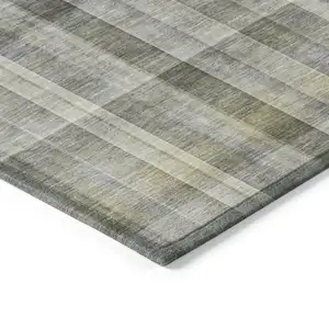 Photo of Gray Plaid Washable Non Skid Indoor Outdoor Area Rug