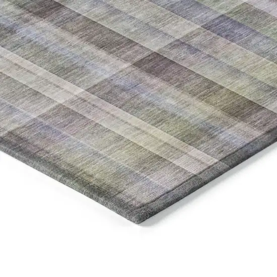 Gray Blue and Green Plaid Washable Non Skid Indoor Outdoor Area Rug Photo 7