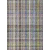 Photo of Gray Plaid Washable Non Skid Indoor Outdoor Area Rug