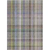 Photo of Gray Plaid Washable Non Skid Indoor Outdoor Area Rug