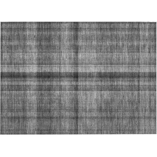 Gray Plaid Washable Non Skid Indoor Outdoor Area Rug Photo 4