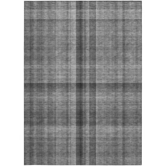 Gray Plaid Washable Non Skid Indoor Outdoor Area Rug Photo 4