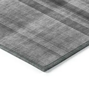 Photo of Gray Plaid Washable Non Skid Indoor Outdoor Area Rug