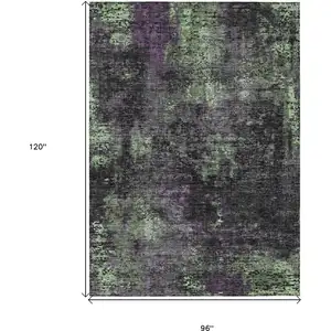 Photo of Gray Purple And Charcoal Abstract Washable Indoor Outdoor Area Rug