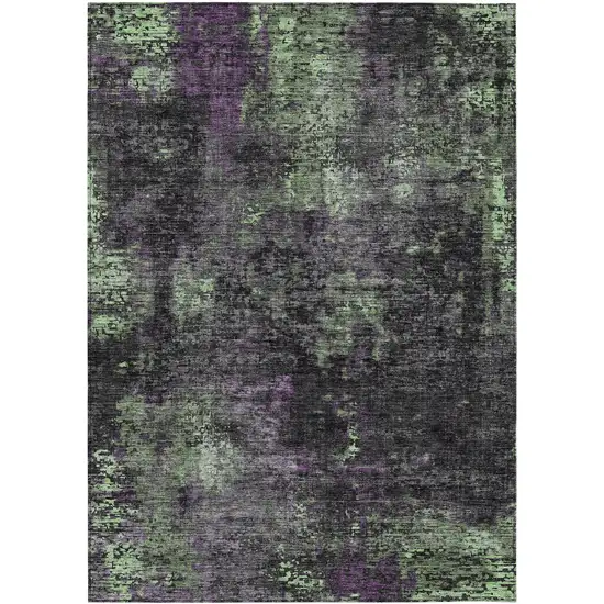 Gray Purple And Charcoal Abstract Washable Indoor Outdoor Area Rug Photo 2