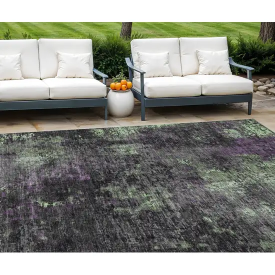 Gray Purple And Charcoal Abstract Washable Indoor Outdoor Area Rug Photo 1