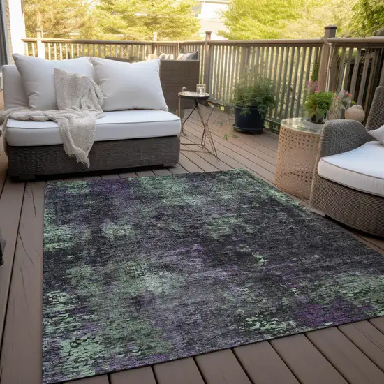 Gray Purple And Charcoal Abstract Washable Indoor Outdoor Area Rug Photo 8