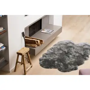 Photo of Gray Quattro Sheepskin Wool Area Rug