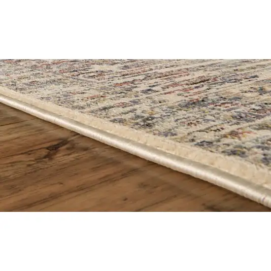 Gray Red and Tan Oriental Power Loom Worn Faded Area Rug Photo 6