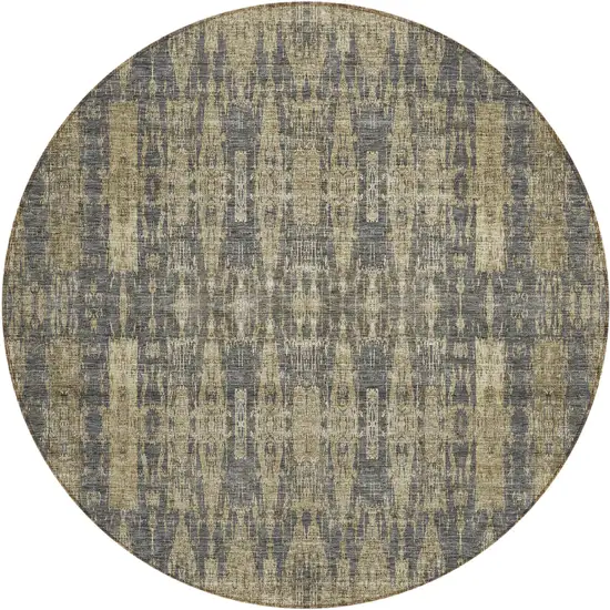 Gray Round Moroccan Washable Non Skid Indoor Outdoor Area Rug Photo 2