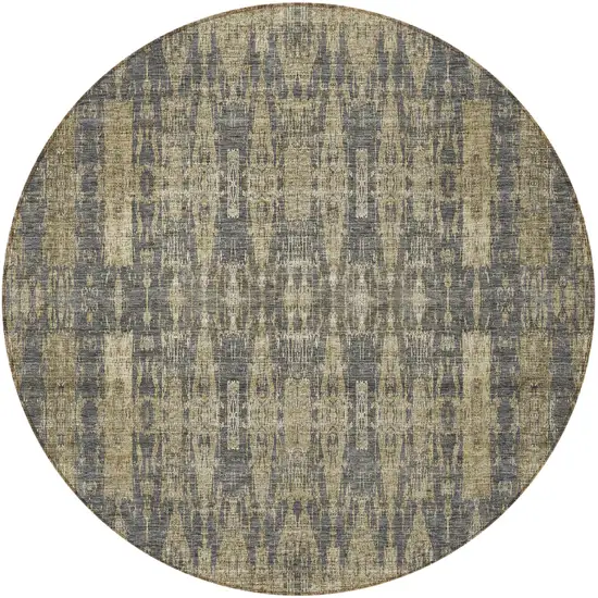 Gray Round Moroccan Washable Non Skid Indoor Outdoor Area Rug Photo 6