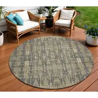 Photo of Gray Round Moroccan Washable Non Skid Indoor Outdoor Area Rug