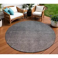 Photo of Gray Round Ombre Washable Non Skid Indoor Outdoor Area Rug