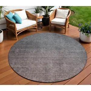 Photo of Gray Round Ombre Washable Non Skid Indoor Outdoor Area Rug