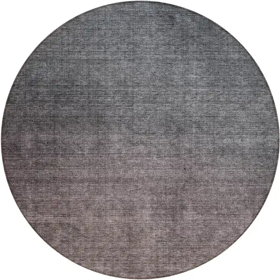 Gray Round Ombre Washable Non Skid Indoor Outdoor Area Rug Photo 2