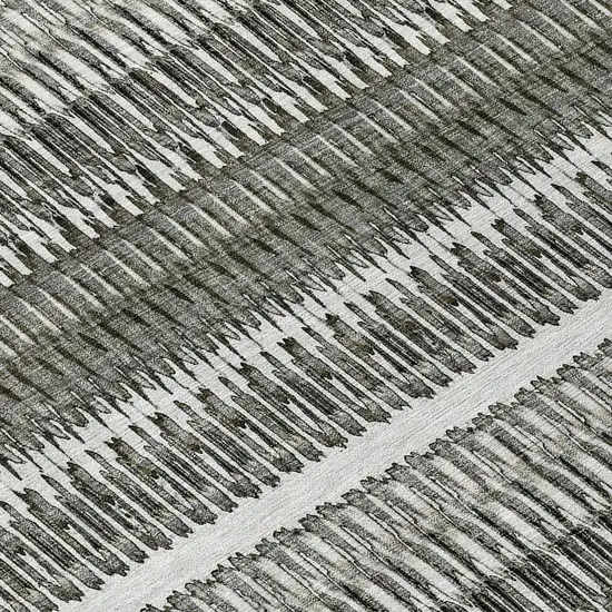 Gray Round Striped Washable Non Skid Indoor Outdoor Area Rug Photo 7