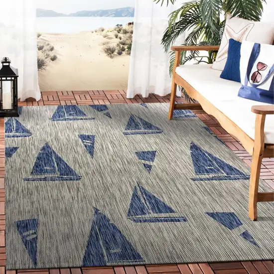 Gray Sailboat Indoor Outdoor Area Rug Photo 7