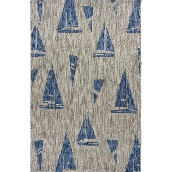 Gray Sailboat Indoor Outdoor Area Rug Photo 2