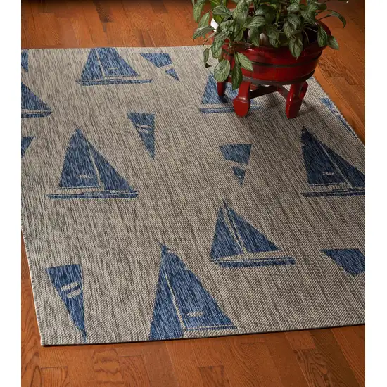 Gray Sailboat Indoor Outdoor Area Rug Photo 6