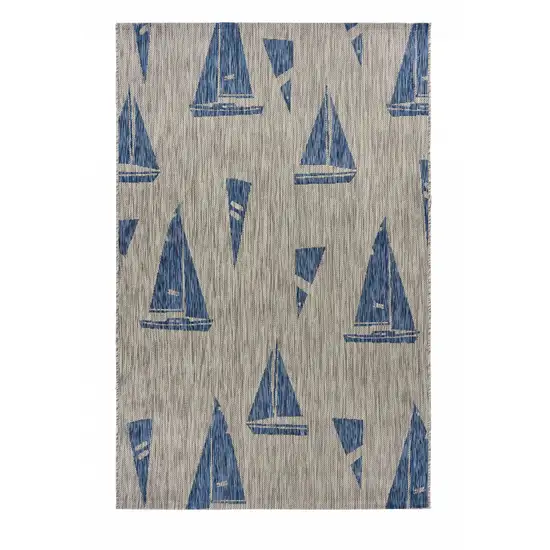 Gray Sailboat Indoor Outdoor Area Rug Photo 2